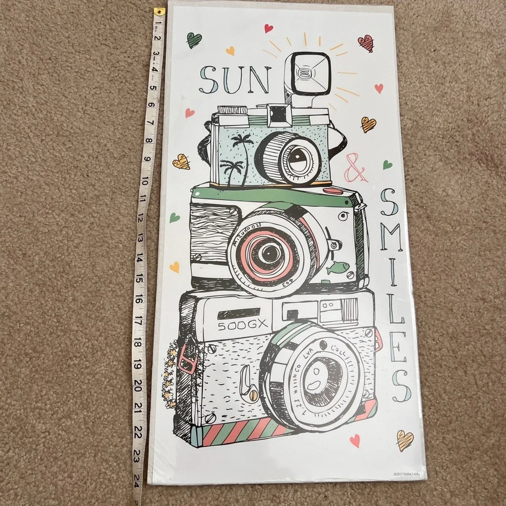 Hobby Lobby Sun & Smiles Camera Stack‎ Wall Decor Art Photo Graphic New